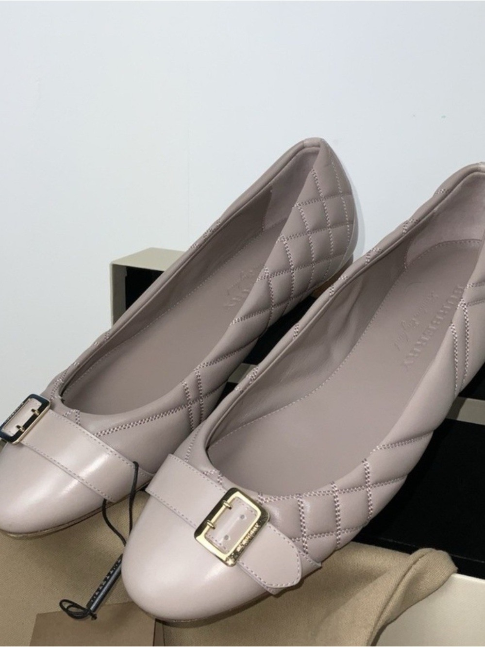 Burberry Quilted Leather Ballet Flats in Dusty Pink made in Italy  39